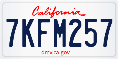 CA license plate 7KFM257