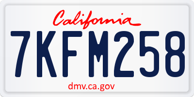 CA license plate 7KFM258