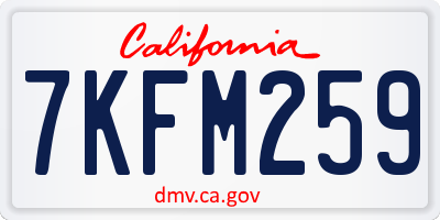 CA license plate 7KFM259