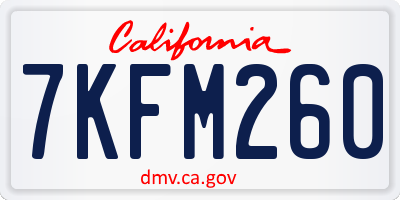 CA license plate 7KFM260