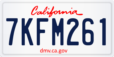 CA license plate 7KFM261