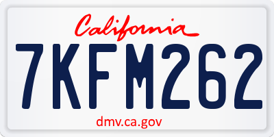 CA license plate 7KFM262
