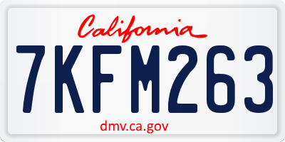 CA license plate 7KFM263