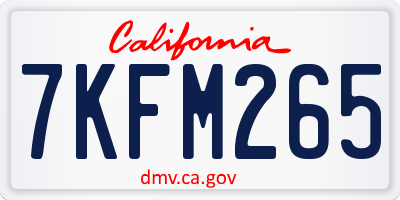 CA license plate 7KFM265