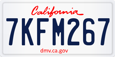 CA license plate 7KFM267