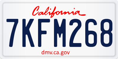 CA license plate 7KFM268
