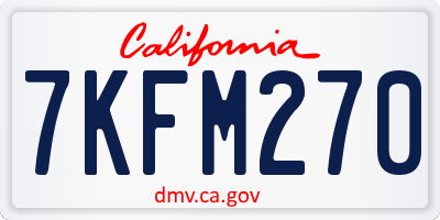 CA license plate 7KFM270