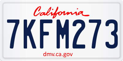 CA license plate 7KFM273