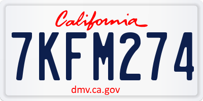 CA license plate 7KFM274