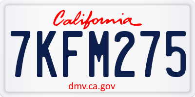 CA license plate 7KFM275