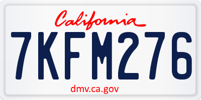 CA license plate 7KFM276