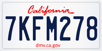 CA license plate 7KFM278