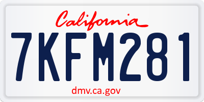 CA license plate 7KFM281