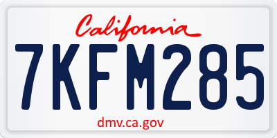 CA license plate 7KFM285