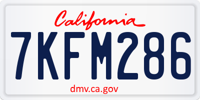 CA license plate 7KFM286