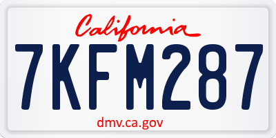CA license plate 7KFM287