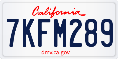 CA license plate 7KFM289