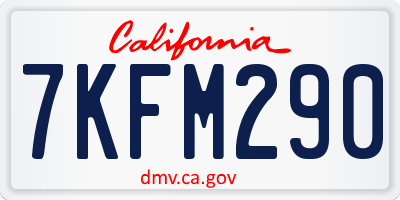 CA license plate 7KFM290