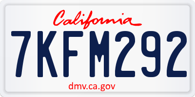 CA license plate 7KFM292