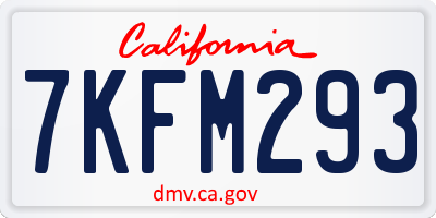 CA license plate 7KFM293