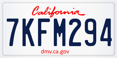 CA license plate 7KFM294