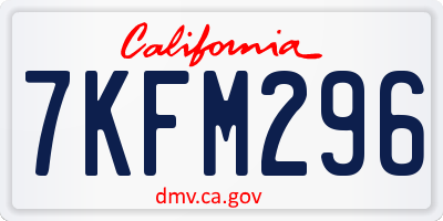 CA license plate 7KFM296