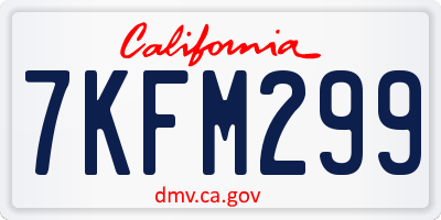 CA license plate 7KFM299