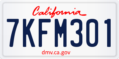 CA license plate 7KFM301