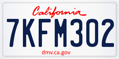 CA license plate 7KFM302