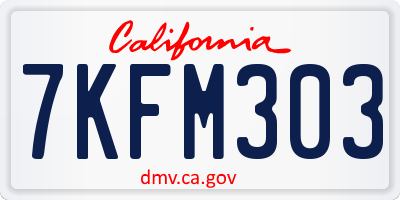 CA license plate 7KFM303