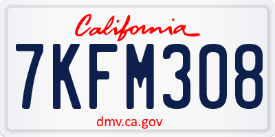 CA license plate 7KFM308