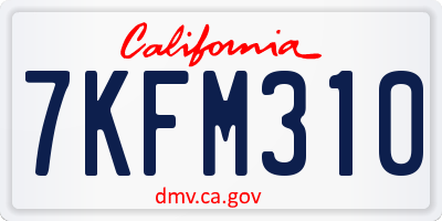 CA license plate 7KFM310