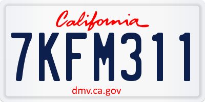CA license plate 7KFM311