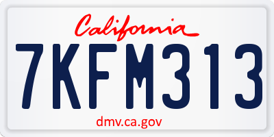 CA license plate 7KFM313