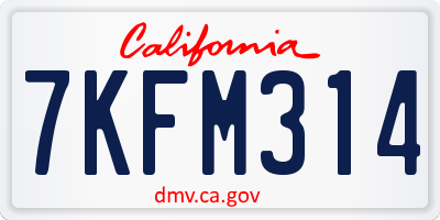 CA license plate 7KFM314