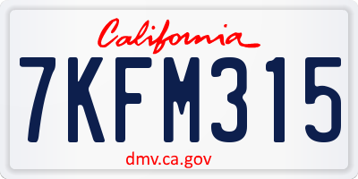 CA license plate 7KFM315