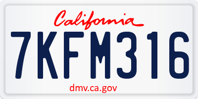 CA license plate 7KFM316