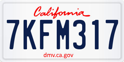 CA license plate 7KFM317