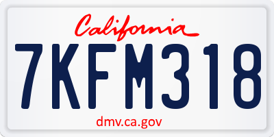 CA license plate 7KFM318