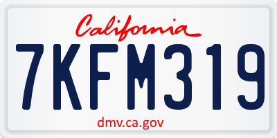 CA license plate 7KFM319