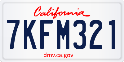 CA license plate 7KFM321