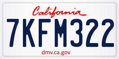 CA license plate 7KFM322