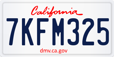 CA license plate 7KFM325