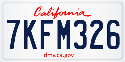 CA license plate 7KFM326