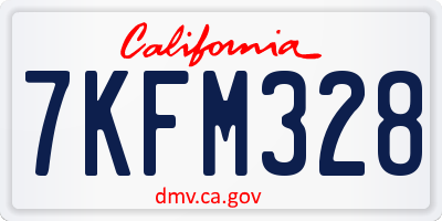 CA license plate 7KFM328