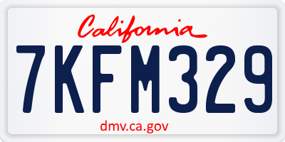 CA license plate 7KFM329
