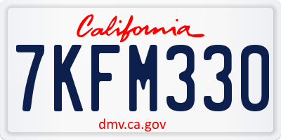 CA license plate 7KFM330