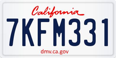 CA license plate 7KFM331
