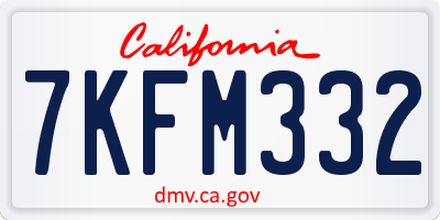 CA license plate 7KFM332