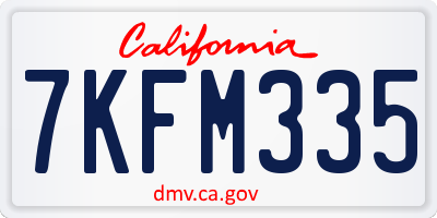 CA license plate 7KFM335